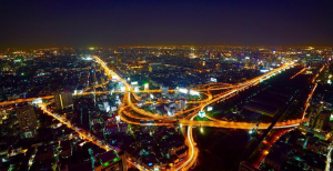 Traffic on highway at night in College Park, MD