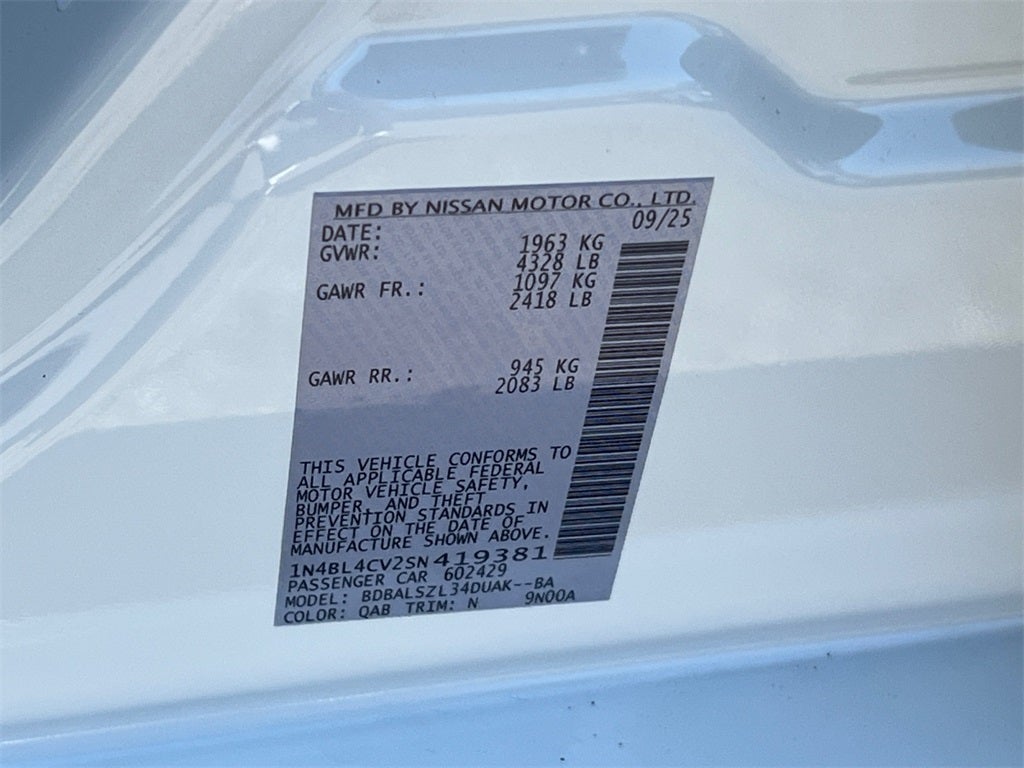 2025 Nissan Altima 2.5 SR / One Owner / Premium Package / Floormats Package