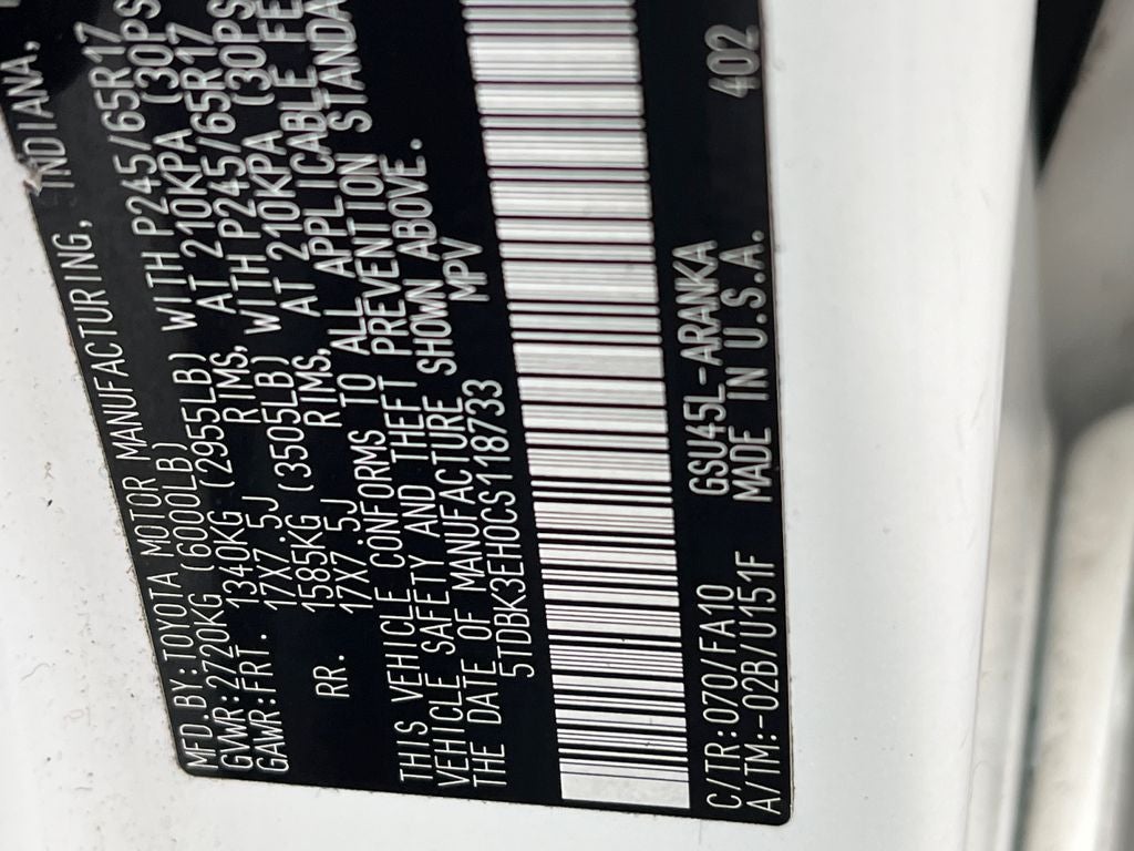 2012 Toyota Highlander Base / One Owner / AWD /